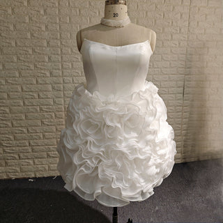 Strapless Plus Size Short Curve Wedding Dresses with Ruffled Skirt - Rosymae