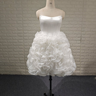 Strapless Plus Size Short Curve Wedding Dresses with Ruffled Skirt - Rosymae