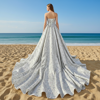 Romantic Strapless Floral Print Wedding Dresses & Gowns with A-line