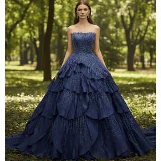 tiered ruffle formal dress