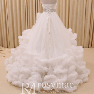Strapless Ruffle Colored Wedding Dress with Puffy Skirt - Rosymae