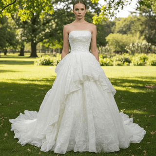 Strapless Ruffled Lace Wedding Dress Corset Bridal Gowns - Rosymae