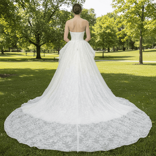 Strapless Ruffled Lace Wedding Dress Corset Bridal Gowns - Rosymae