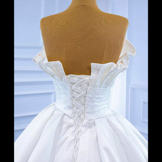 Strapless Satin Ball Gown Wedding Dress Modest Wedding Gown - Rosymae