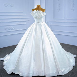 Strapless Satin Ball Gown Wedding Dress Modest Wedding Gown - Rosymae