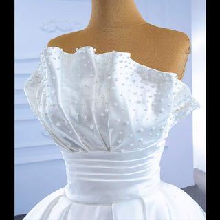Strapless Satin Ball Gown Wedding Dress Modest Wedding Gown - Rosymae