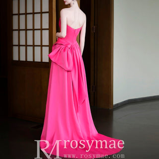 Elegant Strapless Evening Dress Party Gown with Leg Slit