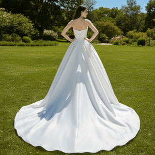 Strapless Satin Wedding Dresses Elegant Bridal Gowns - Rosymae