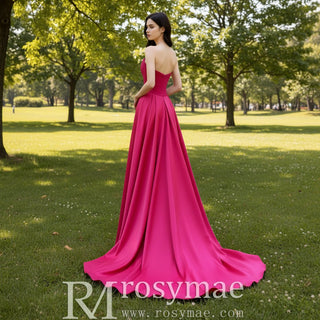 Strapless Scoop Neck Mermaid Formal Dress Pink Party Gown - Rosymae