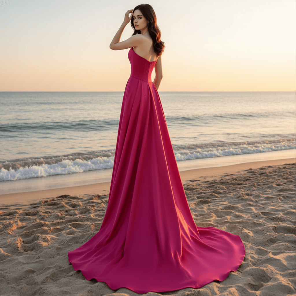 Strapless Scoop Neck Mermaid Formal Dress Pink Party Gown - Rosymae