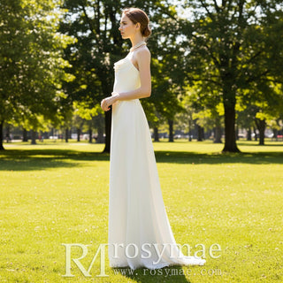 Strapless Scoop Neck Sheath Simple Wedding Dresses - Rosymae