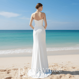 Strapless Scoop Neck Sheath Simple Wedding Dresses - Rosymae