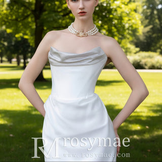 Strapless Scoop Neck Sheath Simple Wedding Dresses - Rosymae