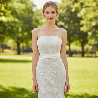 Strapless Sheath & Column All-over Lace Wedding Dress - Rosymae