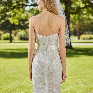 Strapless Sheath & Column All-over Lace Wedding Dress - Rosymae