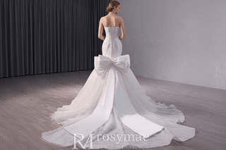 Strapless Shiny Trumpet Wedding Dress with Curve Neck - Rosymae