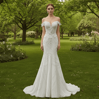 Strapless Sparkly Sweetheart Wedding Dress with Detachable Skirt - Rosymae