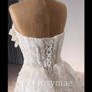 Strapless Sparkly Sweetheart Wedding Dress with Detachable Skirt - Rosymae