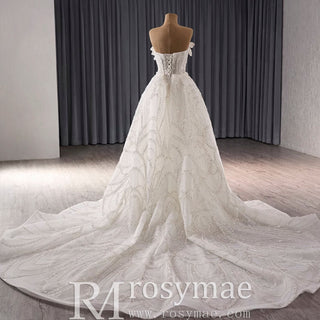Strapless Sparkly Sweetheart Wedding Dress with Detachable Skirt - Rosymae