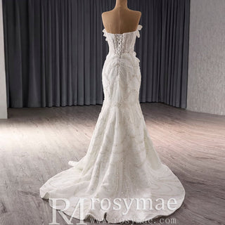 Strapless Sparkly Sweetheart Wedding Dress with Detachable Skirt - Rosymae
