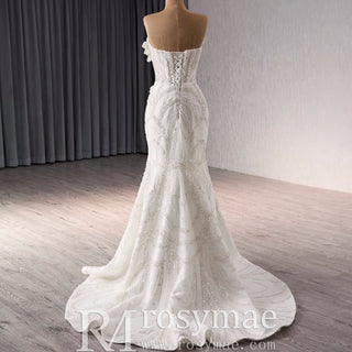 Strapless Sparkly Sweetheart Wedding Dress with Detachable Skirt - Rosymae