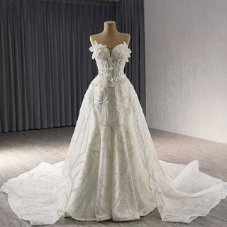 Strapless Sparkly Sweetheart Wedding Dress with Detachable Skirt - Rosymae