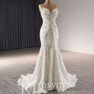 Strapless Sparkly Sweetheart Wedding Dress with Detachable Skirt - Rosymae