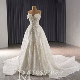 Strapless Sparkly Sweetheart Wedding Dress with Detachable Skirt - Rosymae