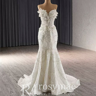 Strapless Sparkly Sweetheart Wedding Dress with Detachable Skirt - Rosymae