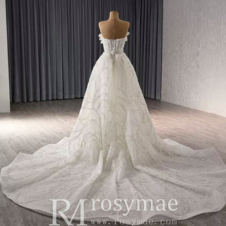Strapless Sparkly Sweetheart Wedding Dress with Detachable Skirt - Rosymae