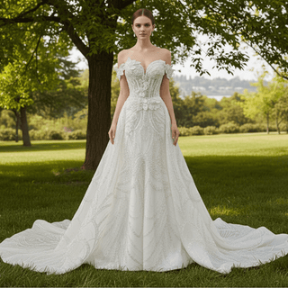 Strapless Sparkly Sweetheart Wedding Dress with Detachable Skirt - Rosymae