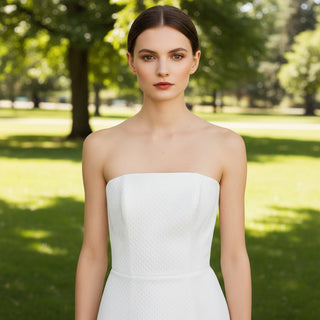 Strapless Straight Neck Mermaid Wedding Dress with Ruffled - Rosymae