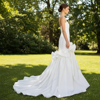 Strapless Straight Neck Mermaid Wedding Dress with Ruffled - Rosymae