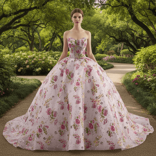 Strapless Sweetheart Ball Gown Quinceañera Dress with Floral Sequined Embroidery - Rosymae