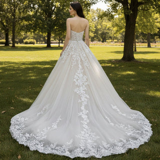 Strapless Sweetheart Ball Gown Wedding Dress with Sheer Bodice - Rosymae