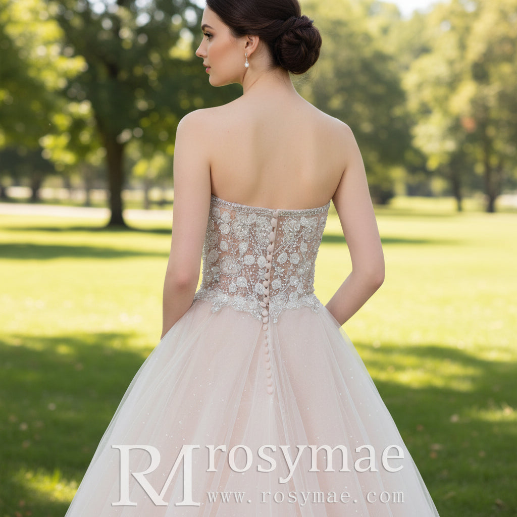 Blush A-line Tulle Wedding Dress with Sweetheart Neckline White / 8 Blush A-line Tulle Wedding Dress with Sweetheart Neckline White / 8