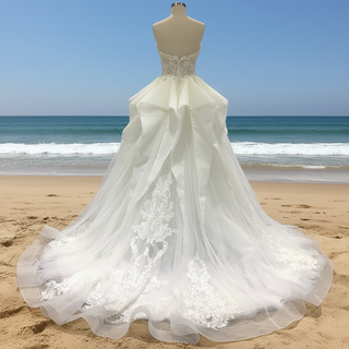 Strapless A-line Sweetheart Neck Wedding Dress with Ruffle Skirt