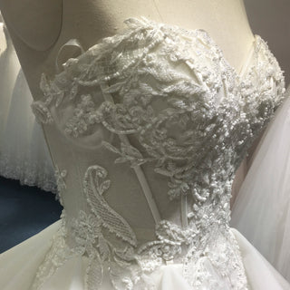 Strapless A-line Sweetheart Neck Wedding Dress with Ruffle Skirt