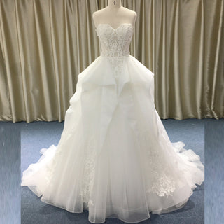 Strapless A-line Sweetheart Neck Wedding Dress with Ruffle Skirt