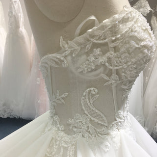 Strapless A-line Sweetheart Neck Wedding Dress with Ruffle Skirt