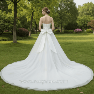 Strapless Sweetheart Neckline A-line Wedding Dress with Bowknot - Rosymae