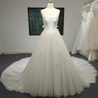 Strapless Sweetheart Neckline A-line Wedding Dress with Bowknot - Rosymae