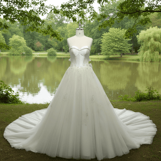 Strapless Sweetheart Neckline A-line Wedding Dress with Bowknot - Rosymae