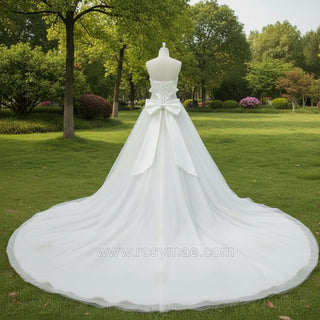 Strapless Sweetheart Neckline A-line Wedding Dress with Bowknot - Rosymae