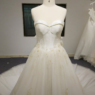 Strapless Sweetheart Neckline A-line Wedding Dress with Bowknot - Rosymae