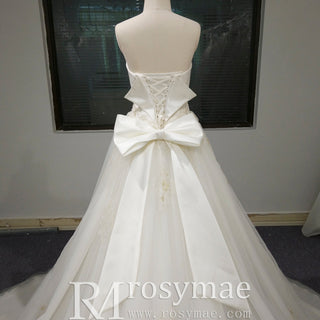 Strapless Sweetheart Neckline A-line Wedding Dress with Bowknot - Rosymae