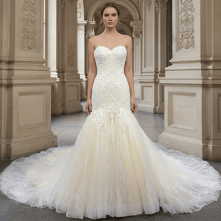 Strapless Sweetheart Neckline Lace Mermaid Wedding Dresses - Rosymae