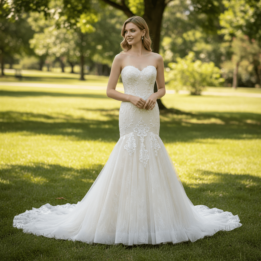 Strapless Sweetheart Neckline Lace Mermaid Wedding Dresses - Rosymae