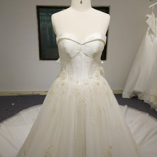 Strapless Sweetheart Neckline A-line Wedding Dress with Bowknot