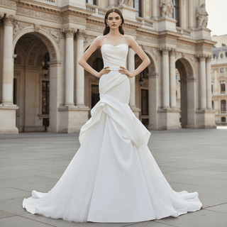 Strapless Trumpet Mermaid Wedding Dress Bridal Gown for Bride - Rosymae